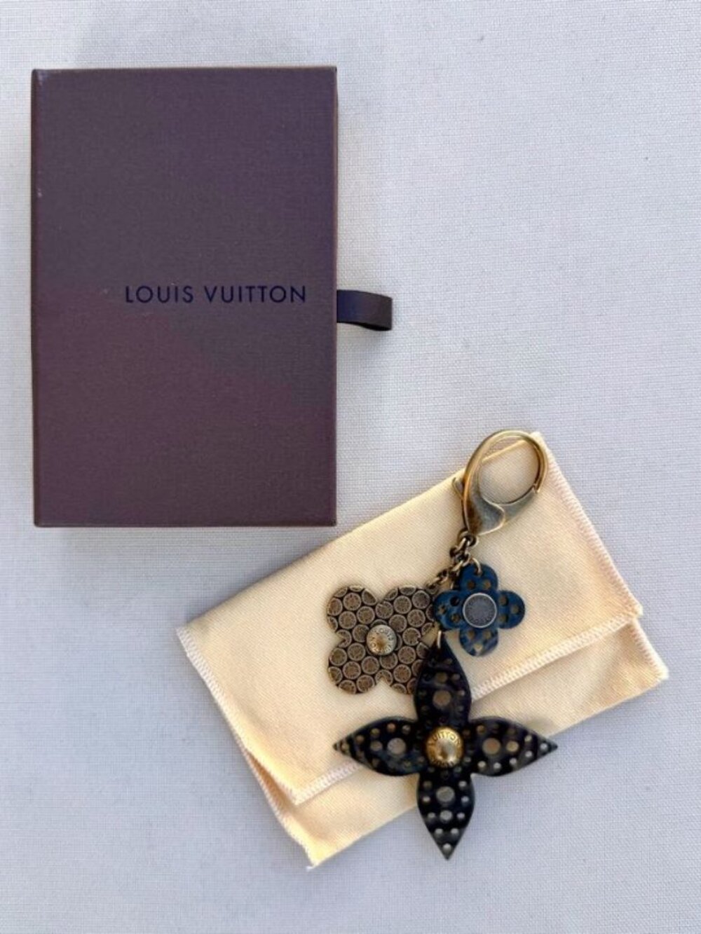 Louis Vuitton Antique Brass Bijou Sac Rock Flower Bag Charm